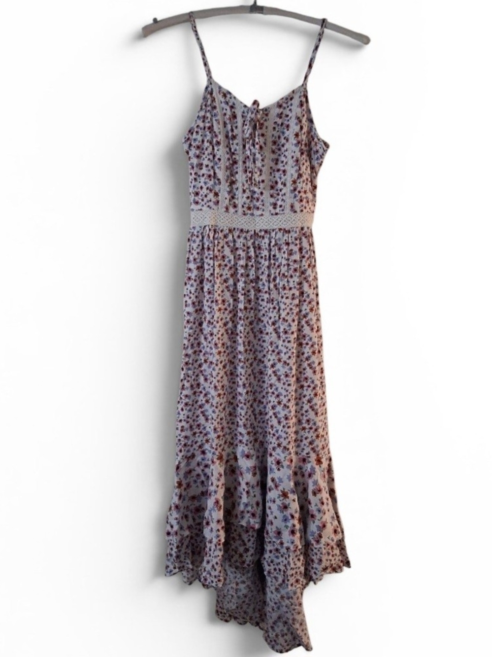 Japna M Spaghetti Strap Floral Midi High-low Dress